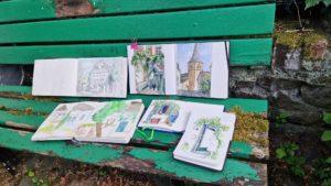 Ergebnisse Urban Sketching in der Eisengasse in Hilden