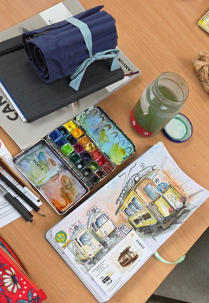 Urban Sketchers Hilden im Strassenbahnmuseum